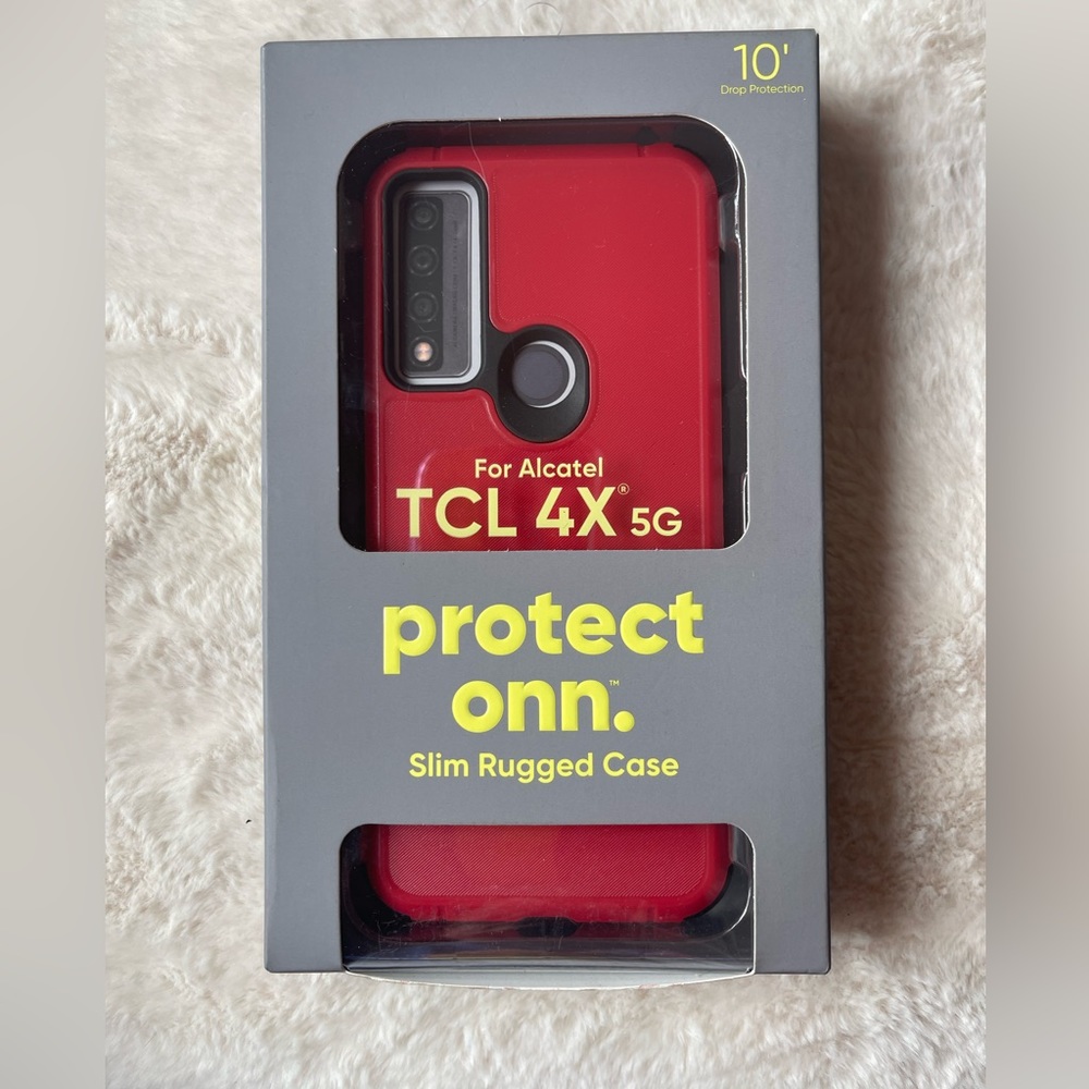 NIB Protect Onn, red slim rugged phone case for ALCATEL  TCL 4X 5G